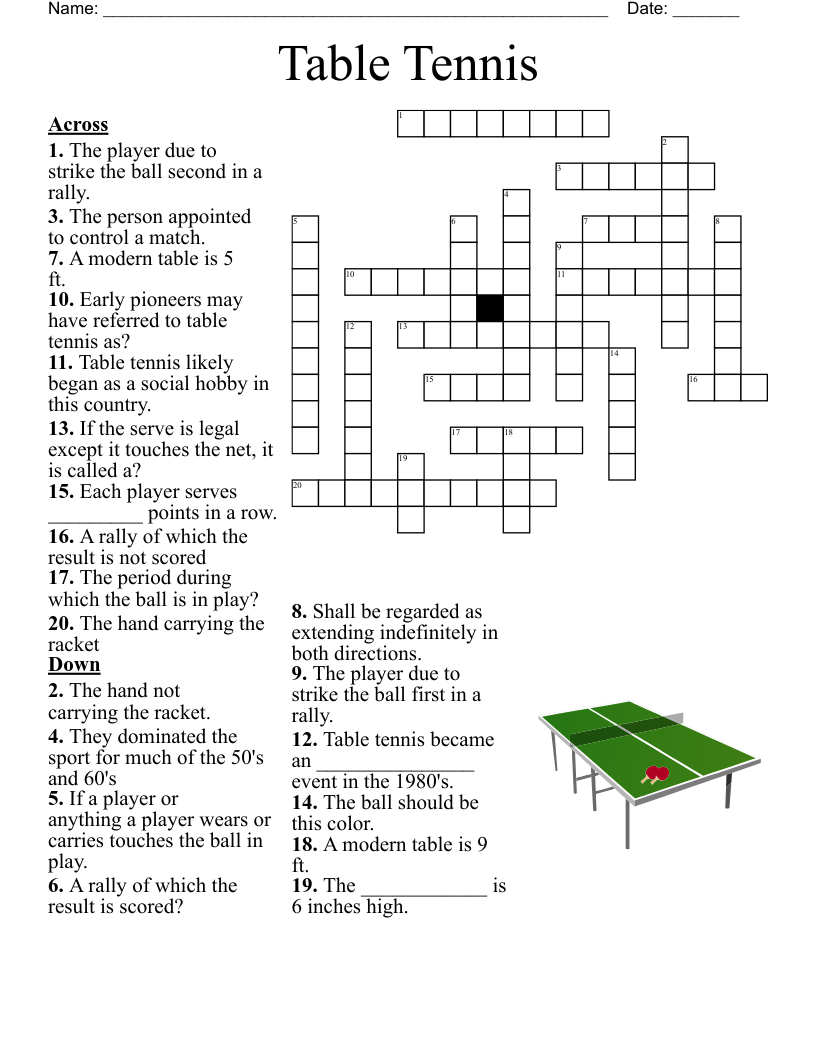 Solve the Olympic Table Tennis Team Crossword with These Tips