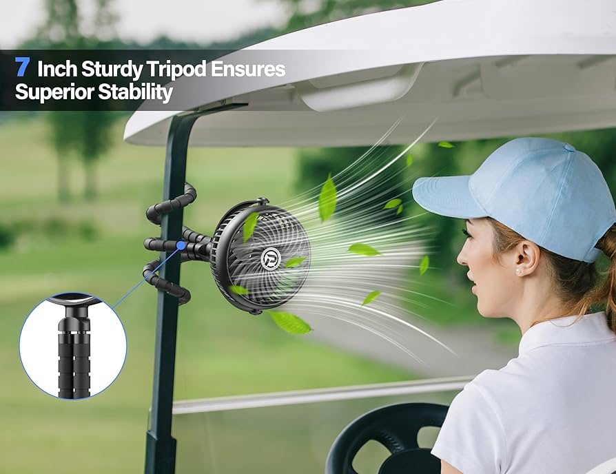 Rechargeable Golf Cart Fan with Flexible Tripod: Stay Cool on the Course