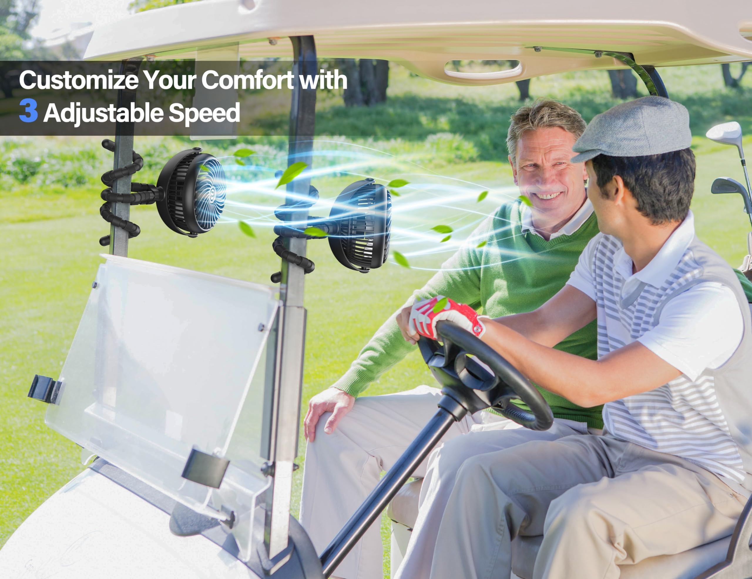 Rechargeable Golf Cart Fan with Flexible Tripod: Stay Cool on the Course