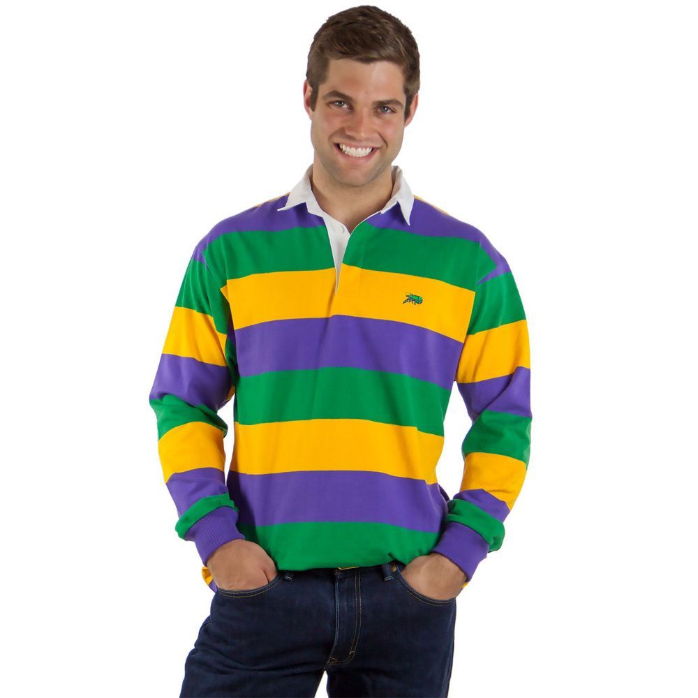 Mardi Gras Rugby Shirts for Men & Women: Bold Colors & Comfort