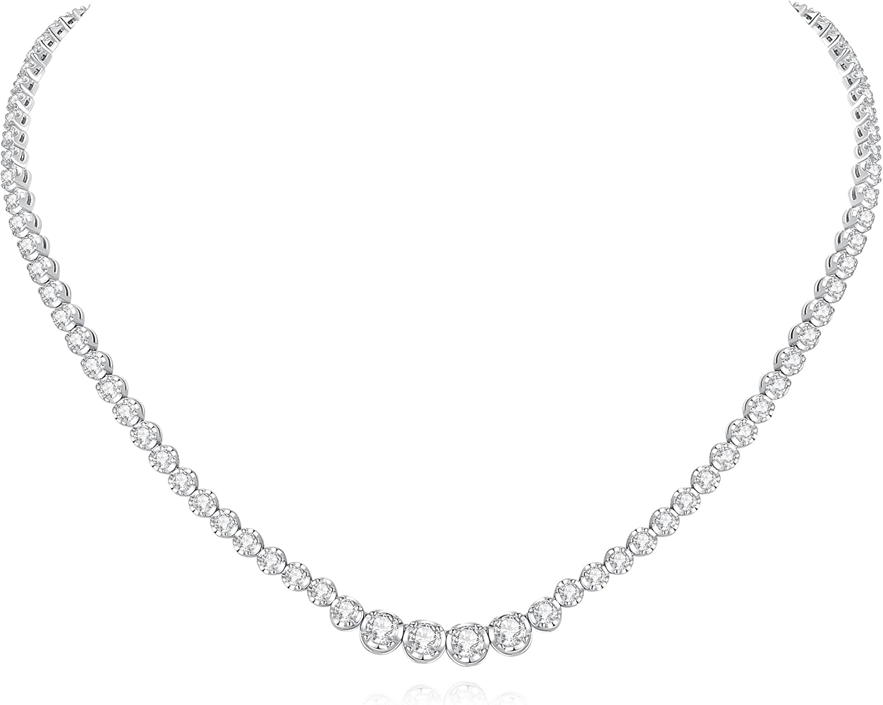 Moissanite Tennis Necklace 4mm VVS1 D Color Round Cut - Sparkling 925 Sterling Silver Jewelry