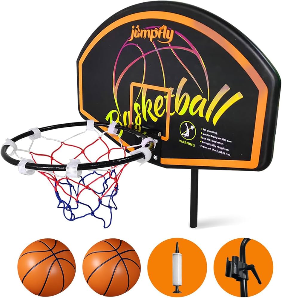 Trampoline Basketball Hoop with Mini Balls & Pump - Perfect for Outdoor Play