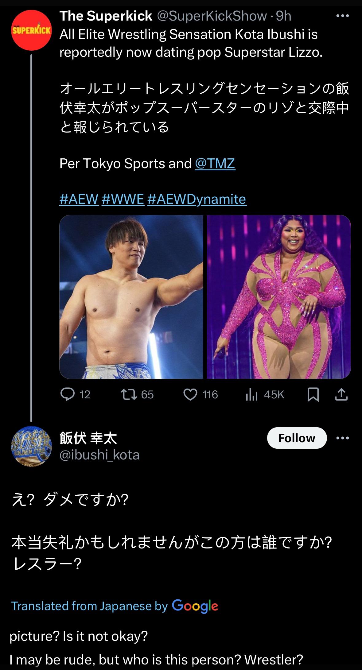 Kota Ibushi Dating Lizzo: Viral Rumors and Fan Reactions