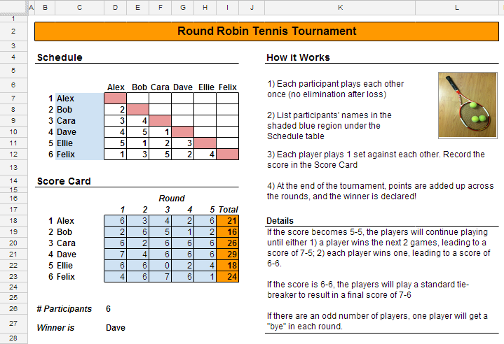 Making a tennis schedule for 4 different players at the same time, tips for everyone!