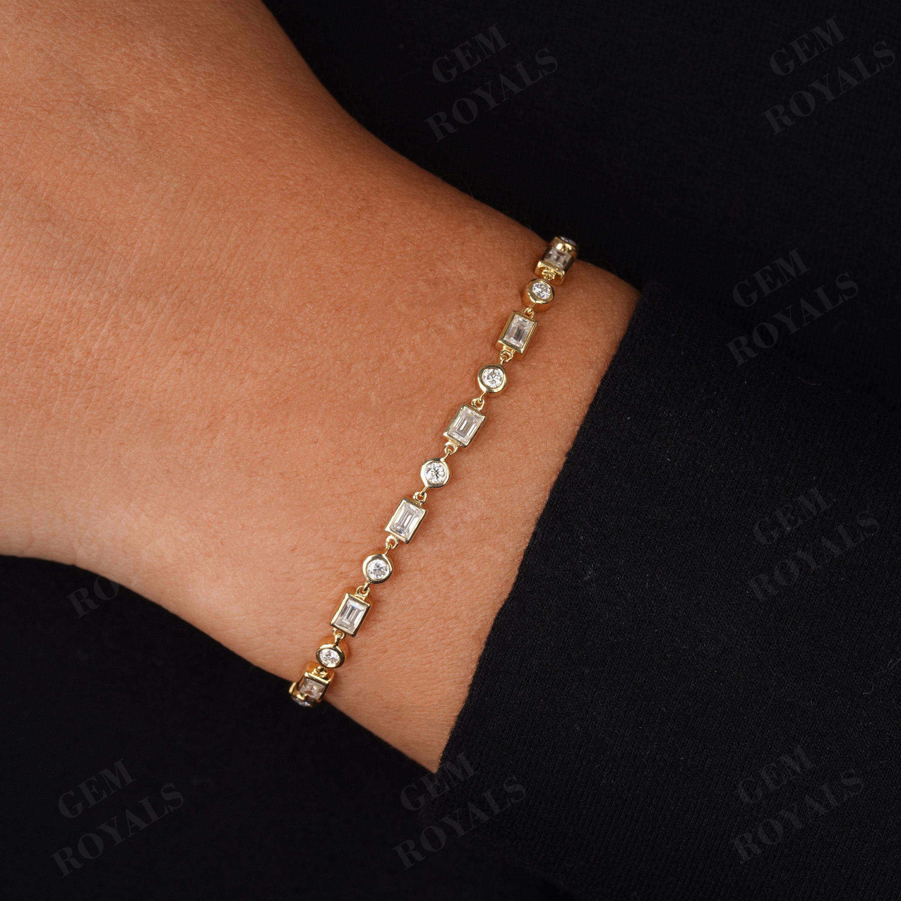 Square Tennis Bracelet Moissanite Gold On Sale (Limited Time Deals You Cant Miss)